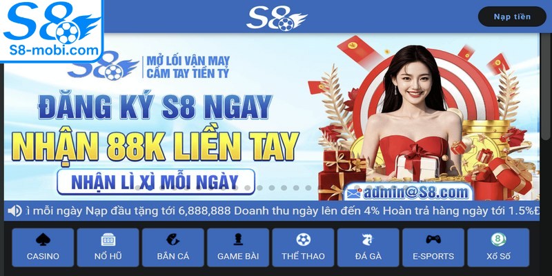 Khuyến mãi nhà cái S8 tặng thưởng lần đầu lên đến 150%