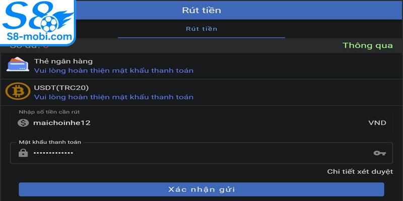 S8 cho phép người chơi rút tiền nhiều lần trong ngày nhưng sẽ có giới hạn