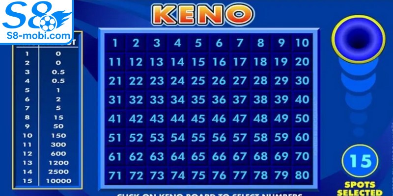 Anh em tham gia Keno có thể tự chọn từ 1 đến 10 số và chờ kết quả